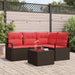 Tuinbankenset 5 st Bruin en Rood poly rattan
