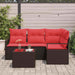 Tuinbankenset 5 st Bruin en Rood poly rattan