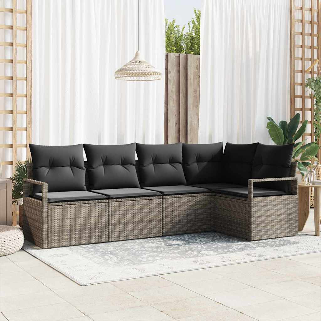 Tuinbankenset 5 st Grijs poly rattan