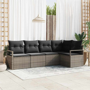 Tuinbankenset 5 st Grijs poly rattan
