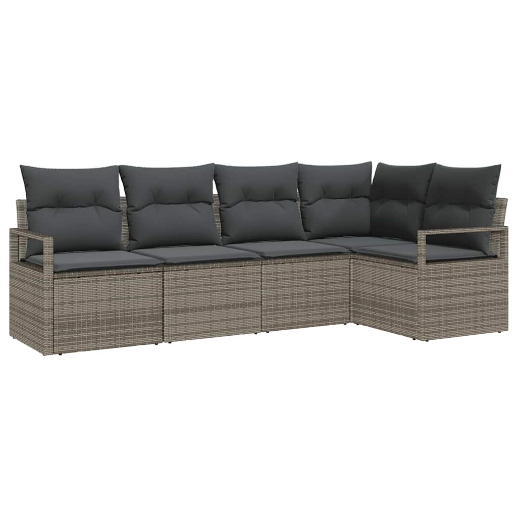 Tuinbankenset 5 st Grijs poly rattan