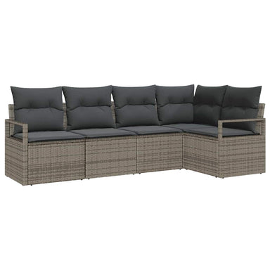 Tuinbankenset 5 st Grijs poly rattan