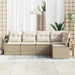 Tuinbankenset 5 st Beige en Wit poly rattan