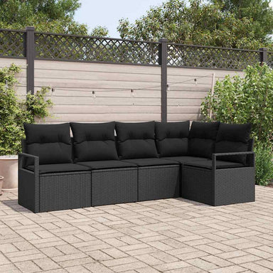 Tuinbankenset 5 st Zwart poly rattan