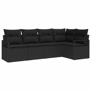 Tuinbankenset 5 st Zwart poly rattan