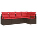 Tuinbankenset 5 st Bruin en Rood poly rattan