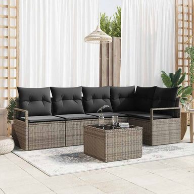 Tuinbankenset 6 st Lichtgrijs poly rattan