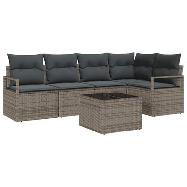 Tuinbankenset 6 st Lichtgrijs poly rattan