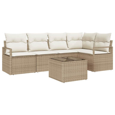 Tuinbankenset 6 st Beige en Crème poly rattan