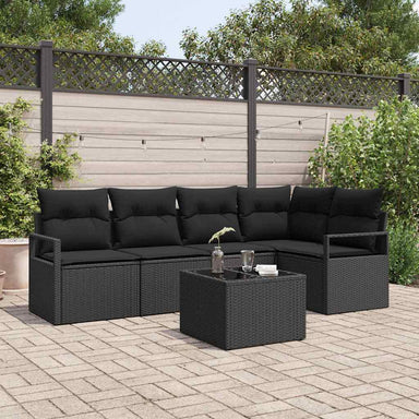 Tuinbankenset 6 st Zwart poly rattan