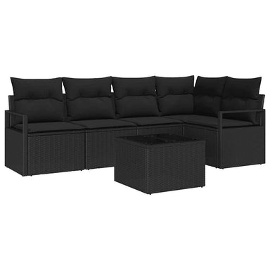 Tuinbankenset 6 st Zwart poly rattan