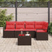Tuinbankenset 6 st Bruin en Rood poly rattan