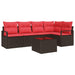 Tuinbankenset 6 st Bruin en Rood poly rattan