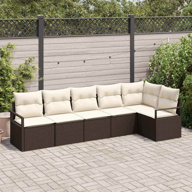 Tuinbankenset 6 st Bruin en wit poly rattan