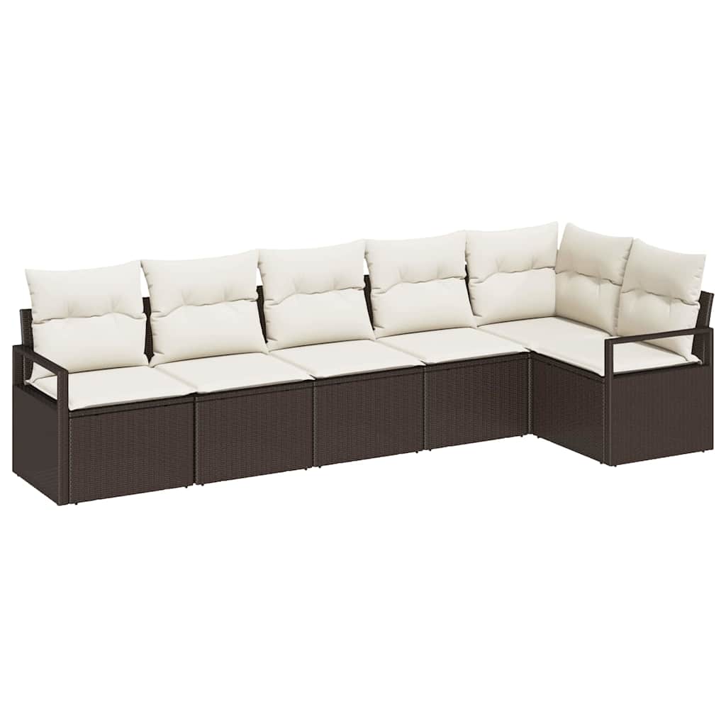 Tuinbankenset 6 st Bruin en wit poly rattan