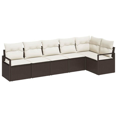 Tuinbankenset 6 st Bruin en wit poly rattan