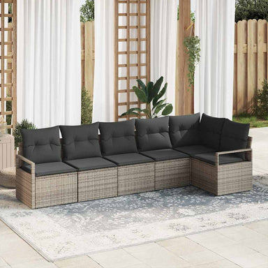 Tuinbankenset 6 st Grijs poly rattan