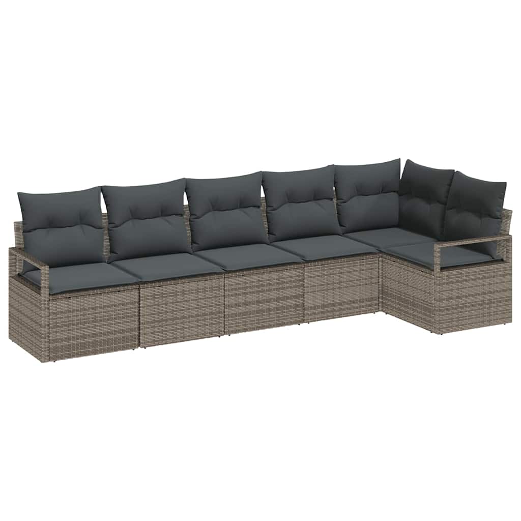 Tuinbankenset 6 st Grijs poly rattan
