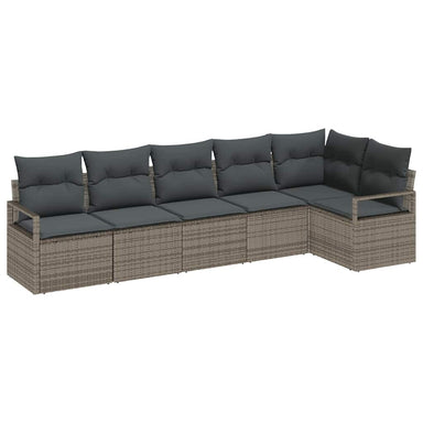 Tuinbankenset 6 st Grijs poly rattan
