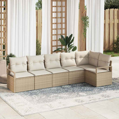 Tuinbankenset 6 st Beige en Wit poly rattan