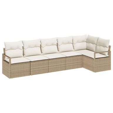 Tuinbankenset 6 st Beige en Wit poly rattan
