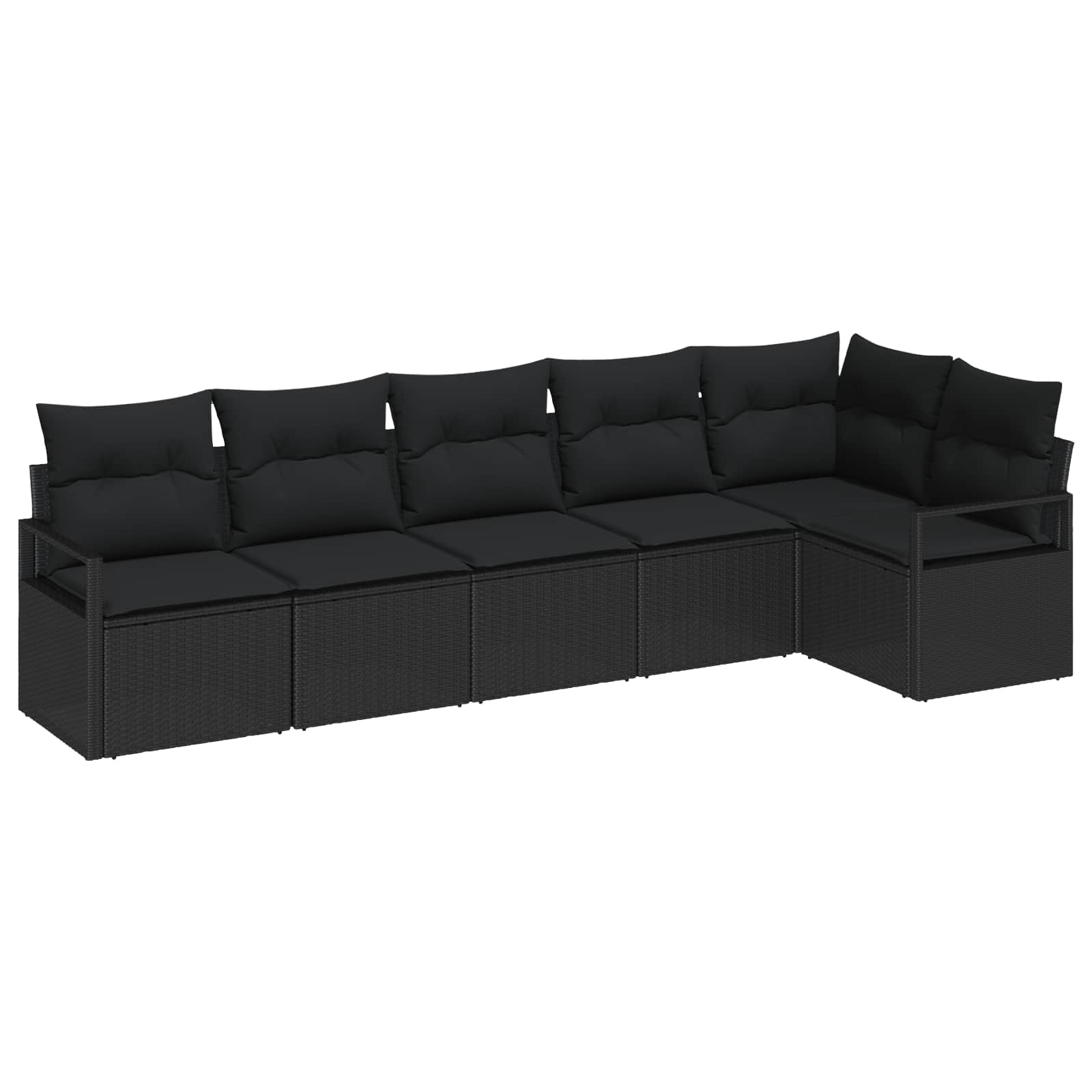 Tuinbankenset 6 st Zwart poly rattan