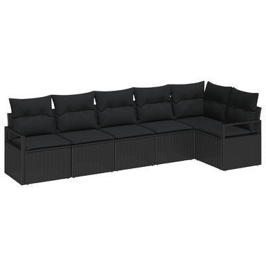 Tuinbankenset 6 st Zwart poly rattan