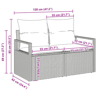 Tuinbankenset 6 st Zwart poly rattan