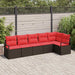 Tuinbankenset 6 st Bruin en Rood poly rattan