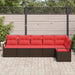 Tuinbankenset 6 st Bruin en Rood poly rattan