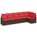 Tuinbankenset 6 st Bruin en Rood poly rattan