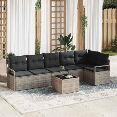 Tuinbankenset 7 st Lichtgrijs poly rattan