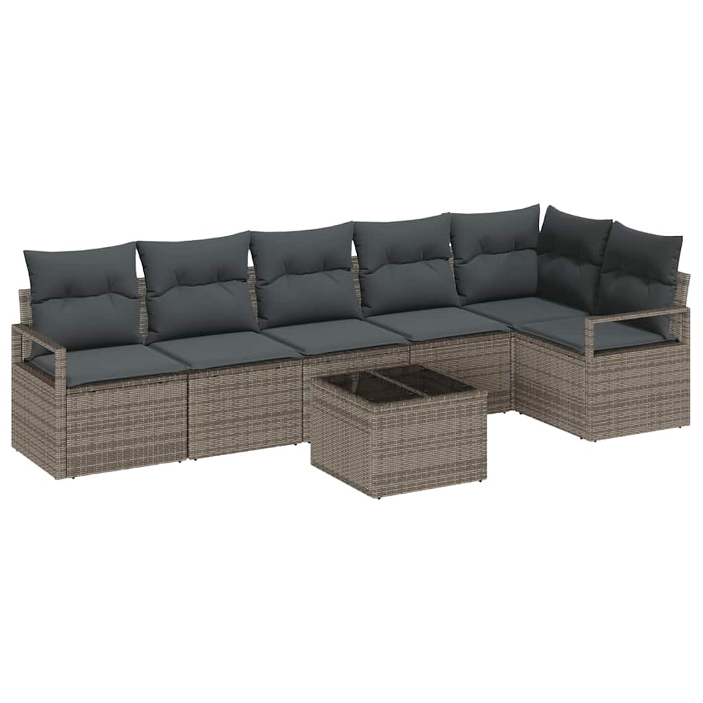 Tuinbankenset 7 st Lichtgrijs poly rattan