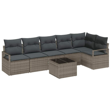 Tuinbankenset 7 st Lichtgrijs poly rattan