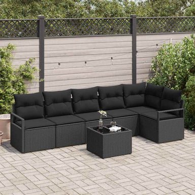Tuinbankenset 7 st Zwart poly rattan