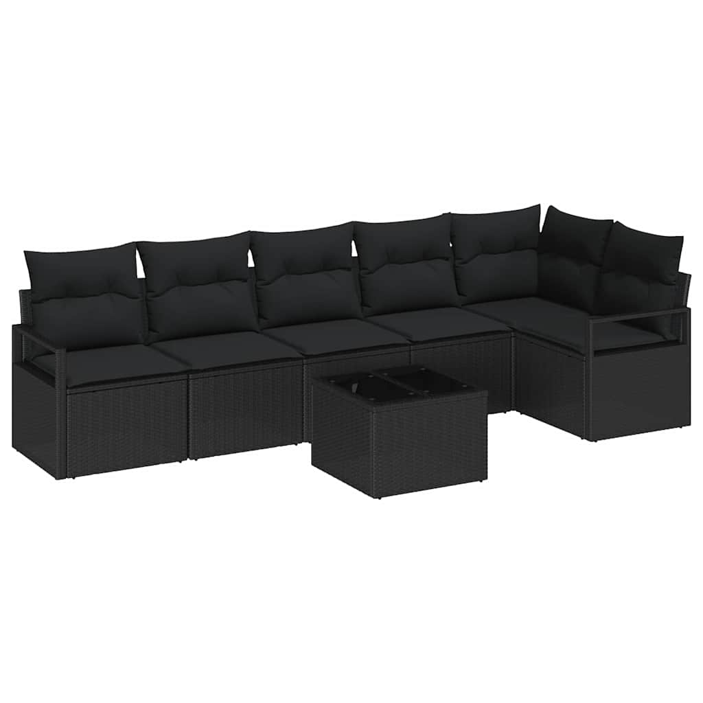 Tuinbankenset 7 st Zwart poly rattan