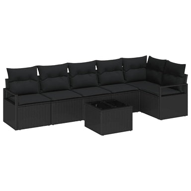 Tuinbankenset 7 st Zwart poly rattan