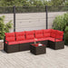 Tuinbankenset 7 st Bruin en Rood poly rattan