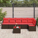 Tuinbankenset 7 st Bruin en Rood poly rattan