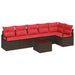 Tuinbankenset 7 st Bruin en Rood poly rattan