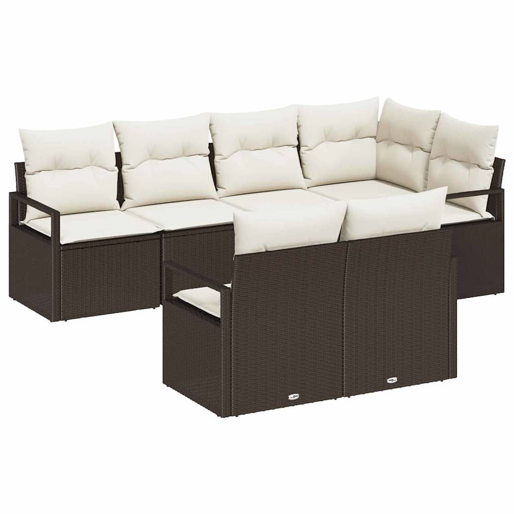 Tuinbankenset 7 st Bruin en wit poly rattan