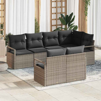 Tuinbankenset 7 st Grijs poly rattan