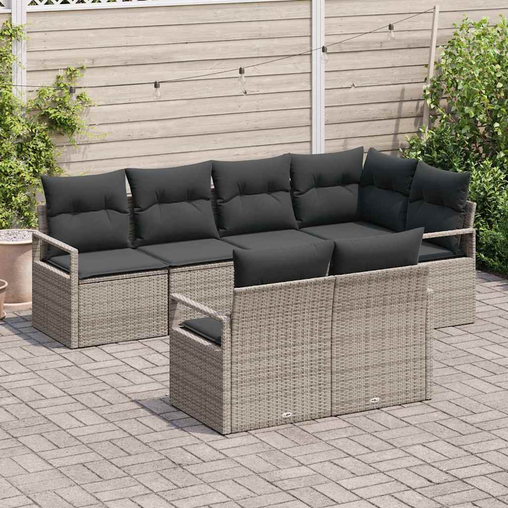 Tuinbankenset 7 st Grijs poly rattan
