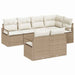 Tuinbankenset 7 st Beige en Wit poly rattan