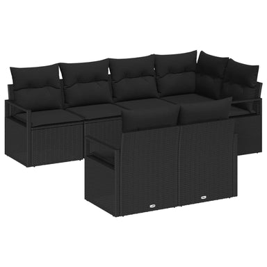 Tuinbankenset 7 st Zwart poly rattan