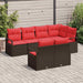 Tuinbankenset 7 st Bruin en Rood poly rattan