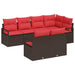 Tuinbankenset 7 st Bruin en Rood poly rattan