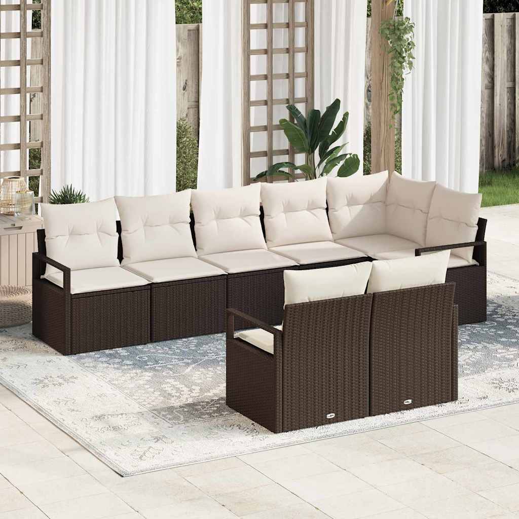 Tuinbankenset 8 st Bruin en wit poly rattan