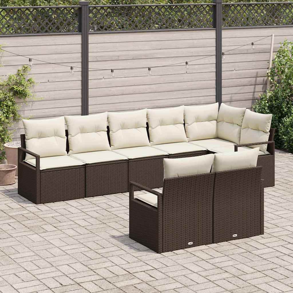 Tuinbankenset 8 st Bruin en wit poly rattan