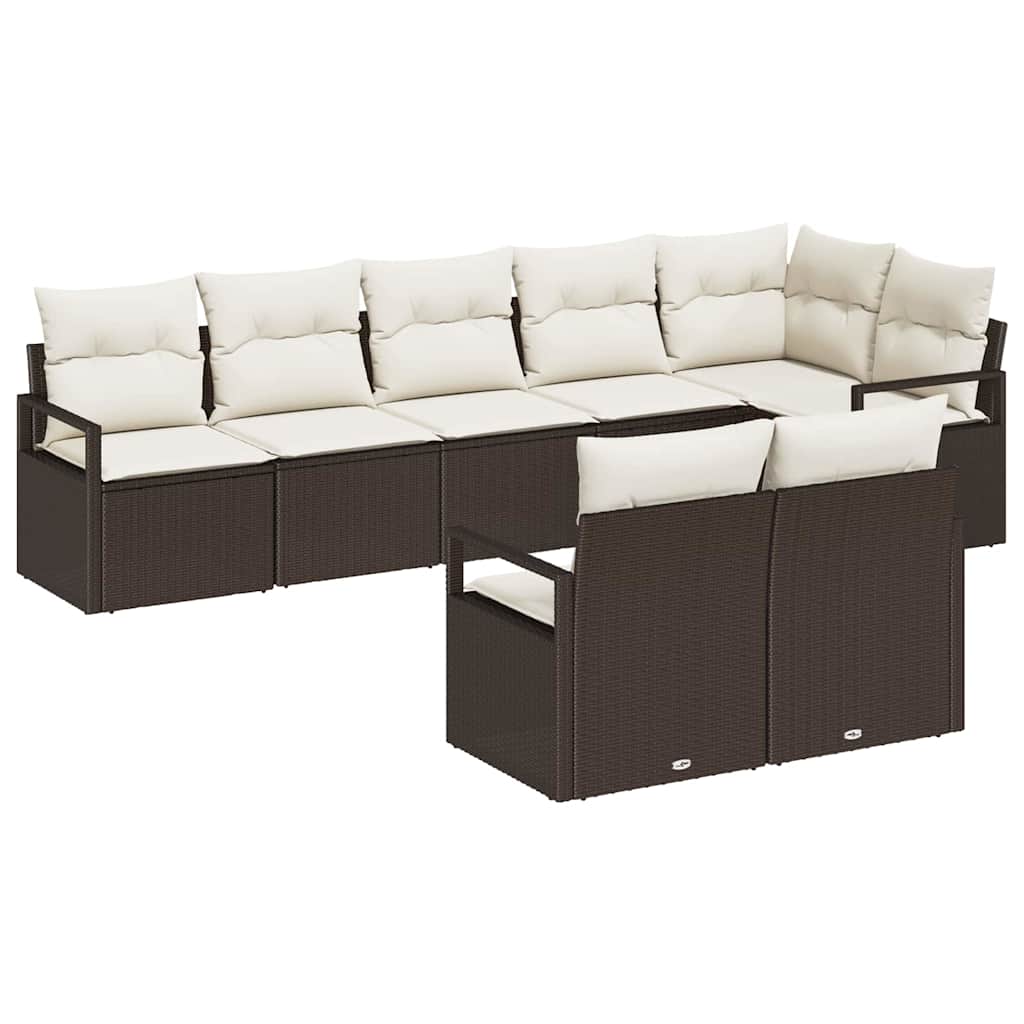Tuinbankenset 8 st Bruin en wit poly rattan